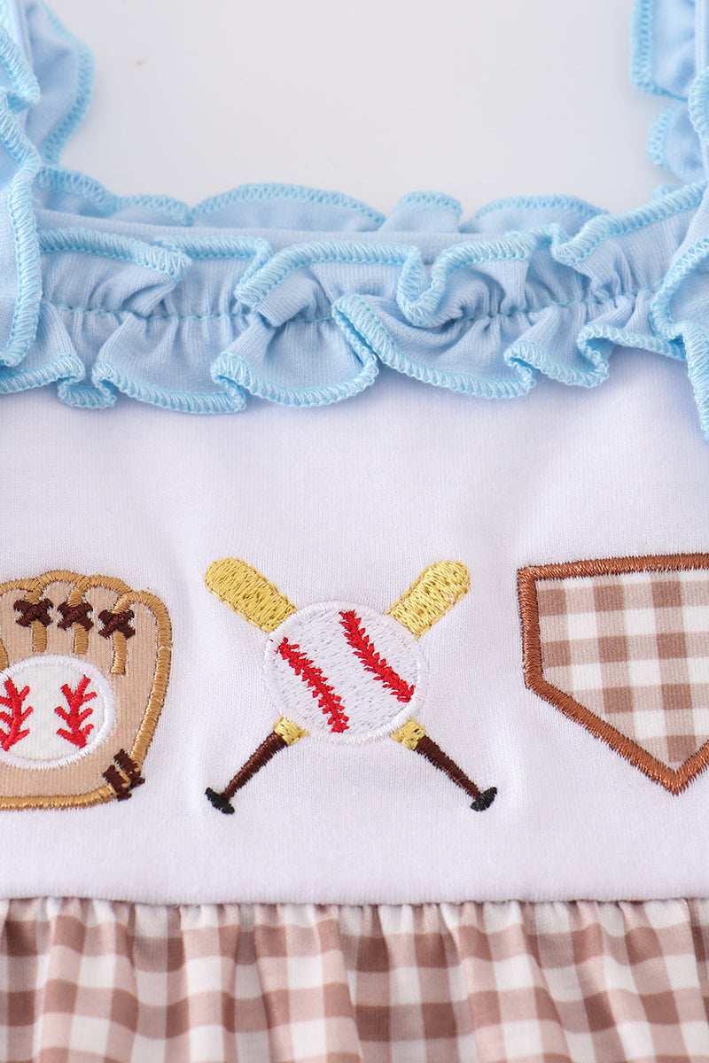 Blue baseball applique bubble