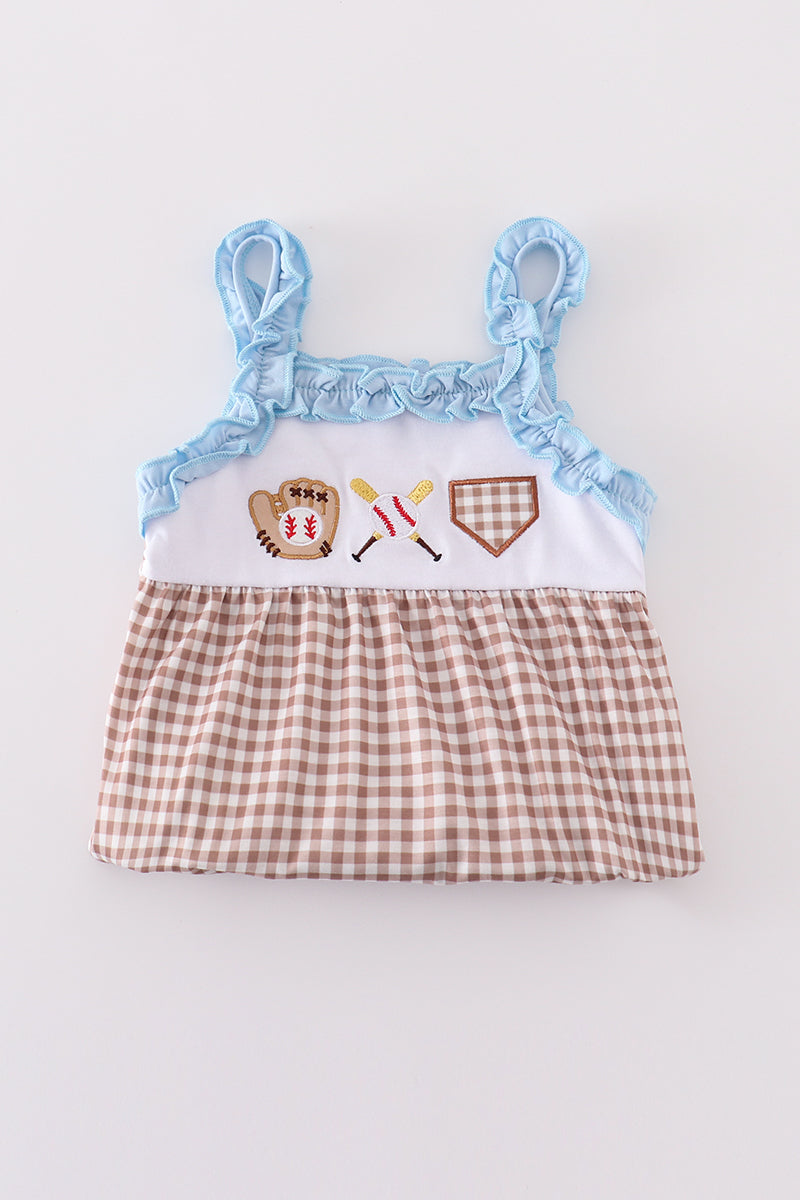 Blue baseball applique bubble