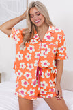 Green Flower Print Buttoned Shirt and Drawstring Waist Pajama Set (est. shipping date is 3/31/24)