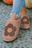 Camel Fuzzy Flower Pattern Home Slippers
