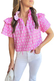 Estimated Shipping Date：04/30/2024 Vintage Floral Ruffled Split Neck Layered Sleeve Blouse