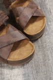 Beige Braided Detail Criss Cross Platform Sandals