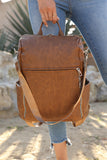 Chestnut Vintage Leather Large Zipper Backpack