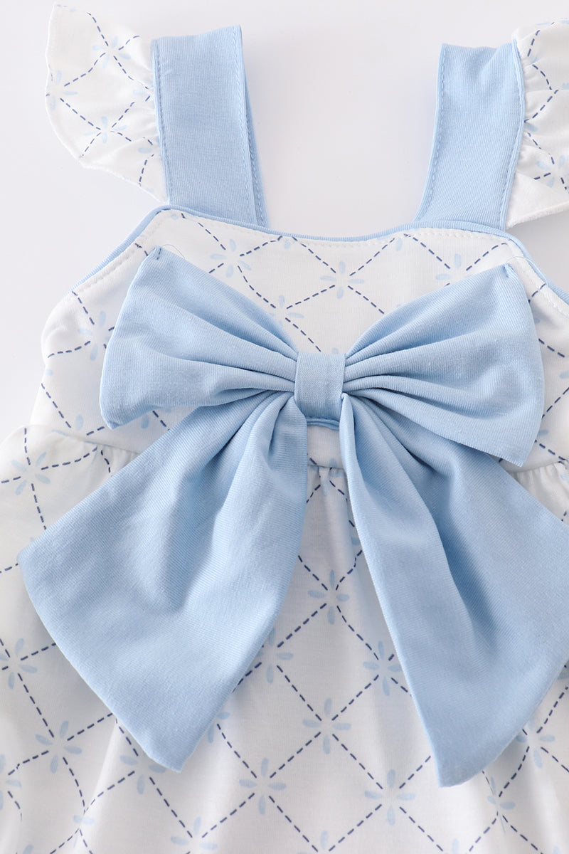 Blue bow classic lattice charm ruffle bubble