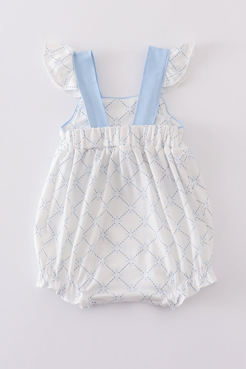 Blue bow classic lattice charm ruffle bubble