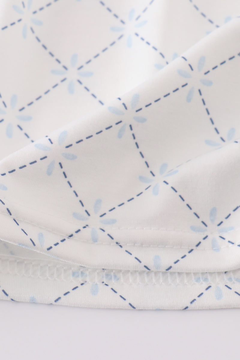 Blue bow classic lattice charm dress
