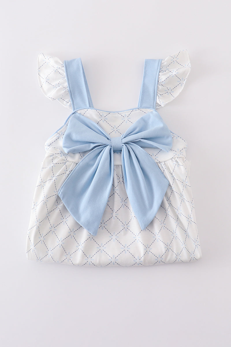 Blue bow classic lattice charm dress