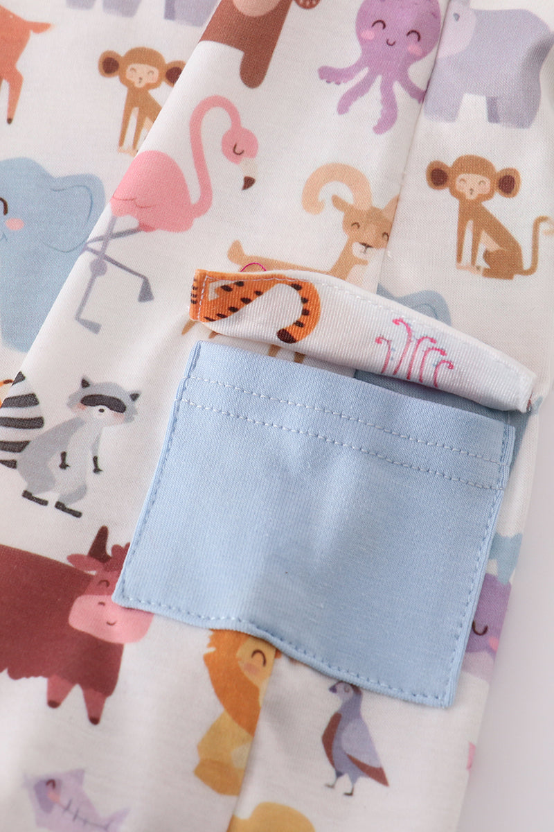 Blue zoo animals print boy jonjon