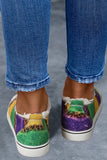 Multicolor Leopard Color Block Lace Up Canvas Shoes