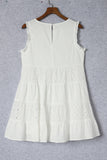 White Frill Trim Sleeveless Babydoll Dress