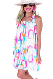 Estimated Shipping Date：05/10/2024 Abstract Print Knot Straps Frill Mini Dress