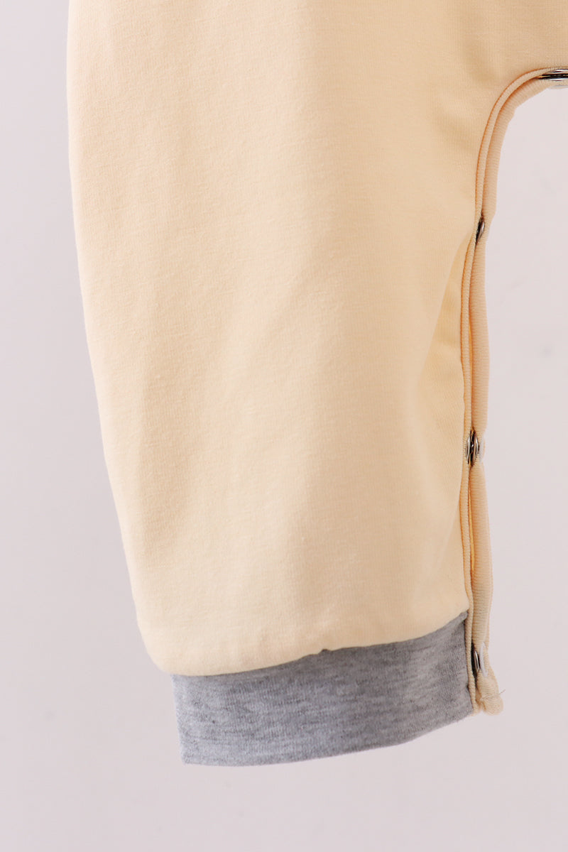 Beige construction embroidery romper