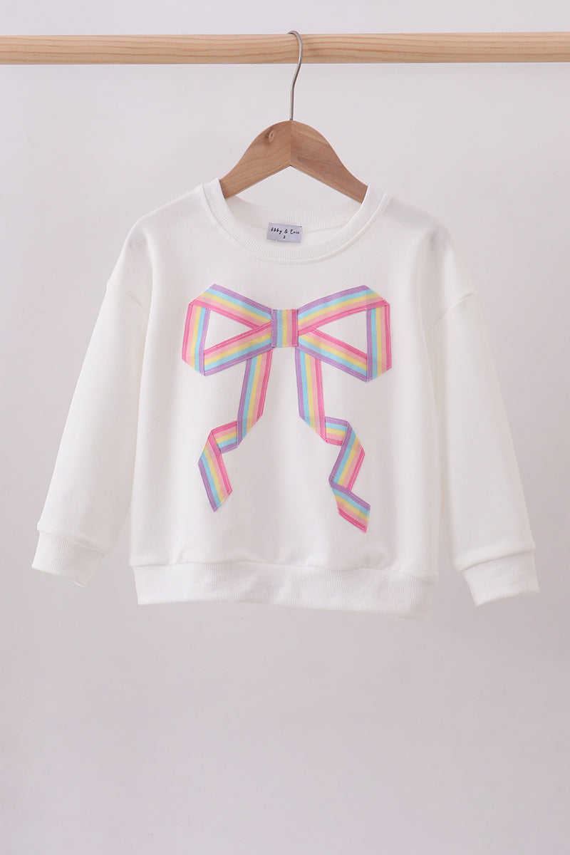 Cream hand-sewn bow mom&me sweatshirt