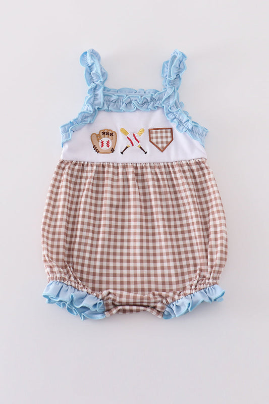 Blue baseball applique bubble