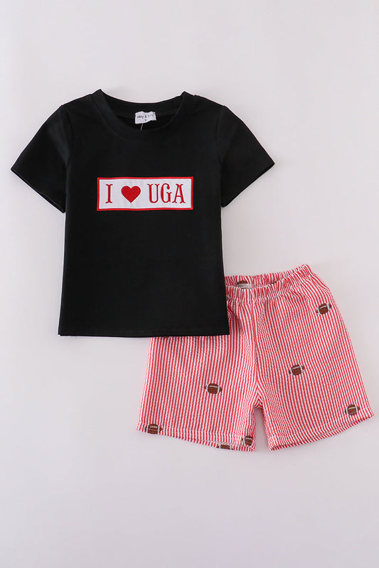 Black stripe I love UGA embroidery football set