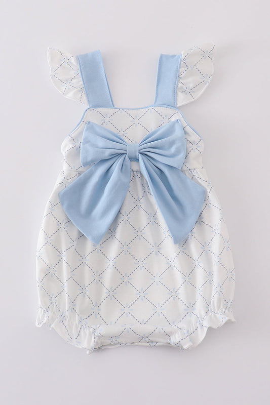 Blue bow classic lattice charm ruffle bubble