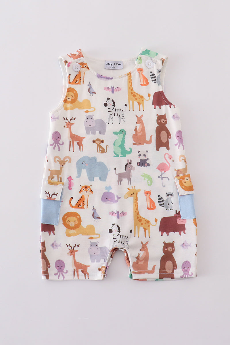 Blue zoo animals print boy jonjon