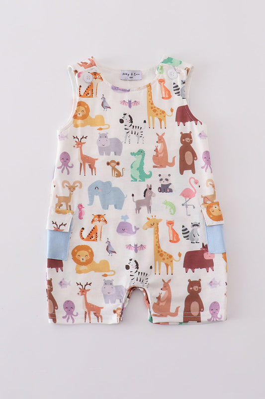 Blue zoo animals print boy jonjon